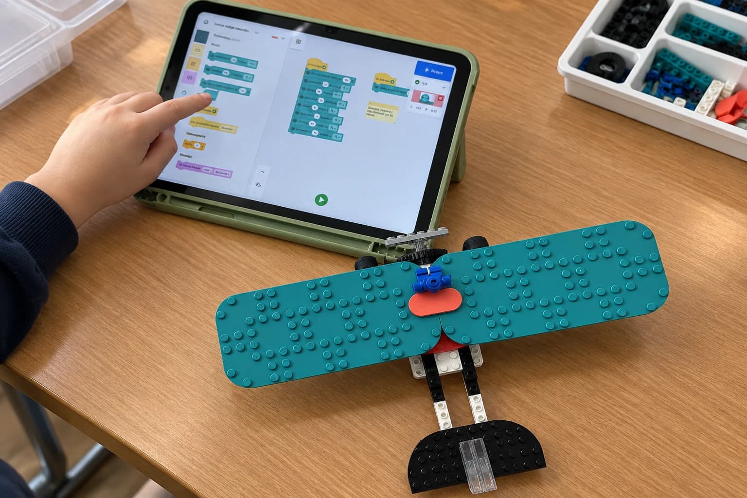Konstrukcja LEGO i program na tablecie